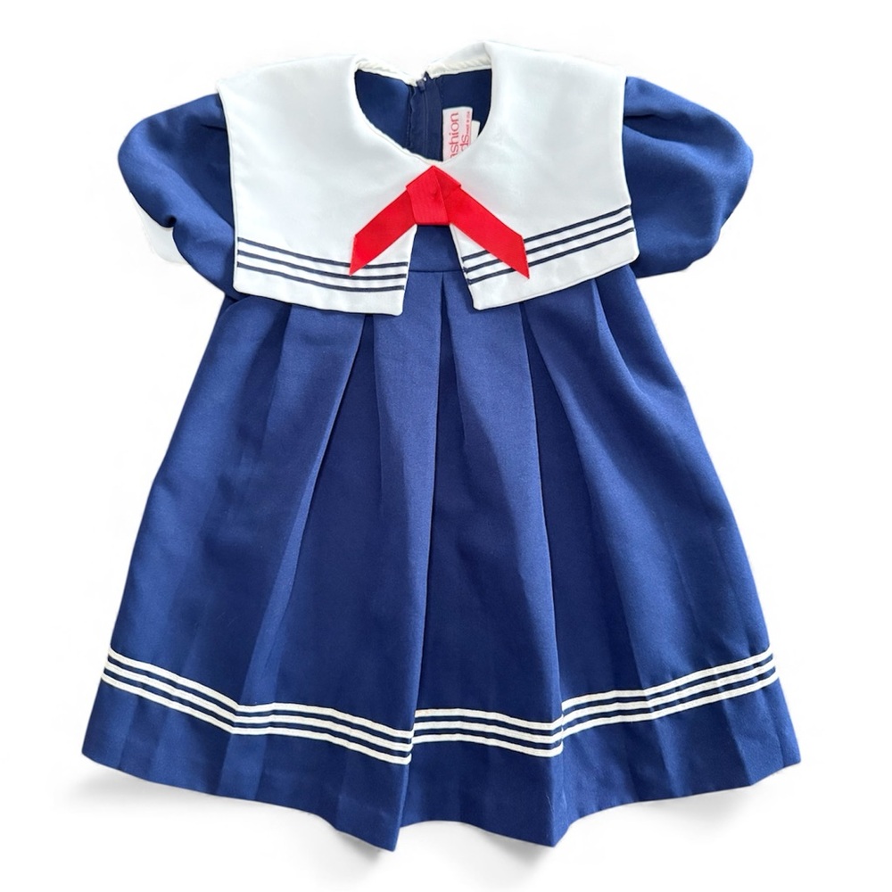 Fashion Kids Girls Dress Vintage Navy White Sailor Style Size 6X
